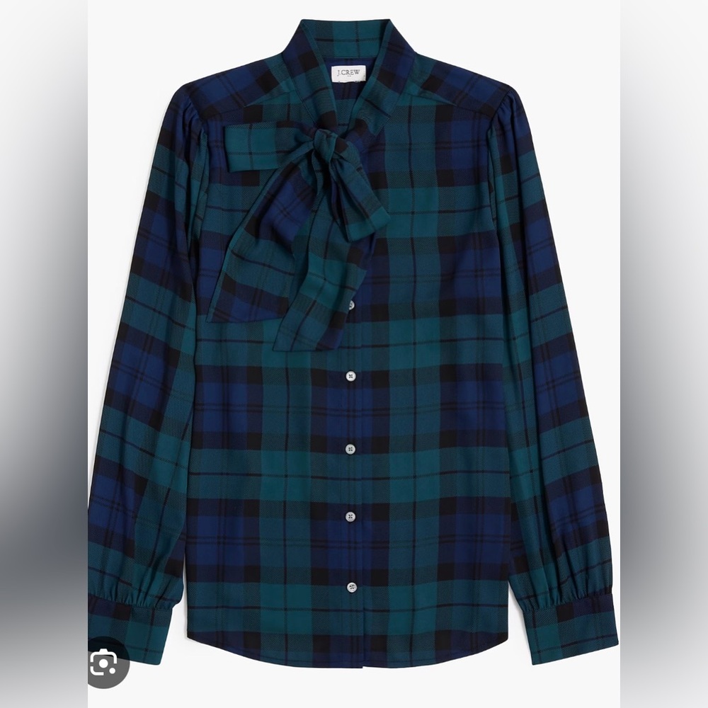 Black Watch Plaid Bow-neck Top size S